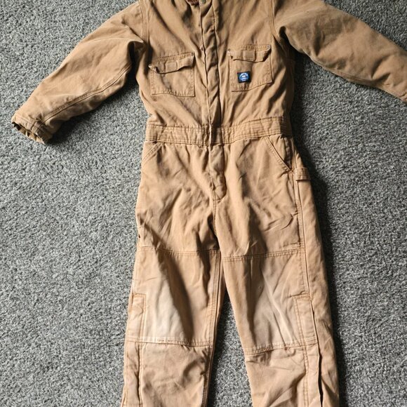 Youth Boys Polar King by Key Duck Long Sleeve Overall in tan canvas Sz M - Picture 2 of 12